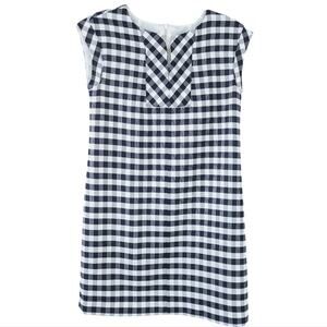 Sara Campbell Gingham Buffalo Plaid Dress Size 6 Black Off White Short Sleeve